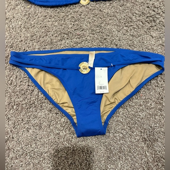 NWT Banana Republic Bikini Set Royal Blue Golden Metal
details , size L/M - Picture 8 of 9